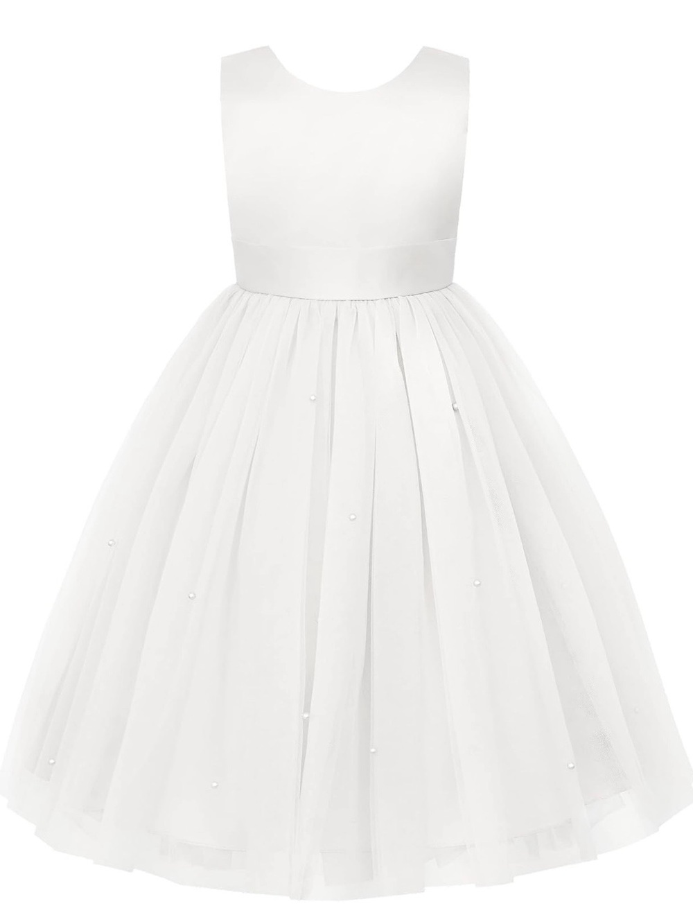 Jerris Apparel White Flower Girl Tulle Dress